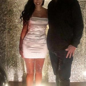 White dress with attached overlay